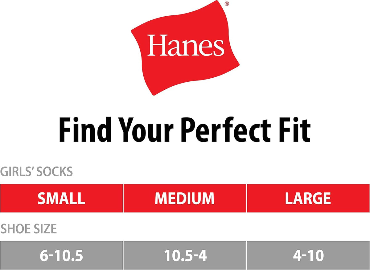 Hanes Girls' Ankle Socks, Comfortsoft Soft Stretch Socks for Girls, Assorted, 10-pair Pack