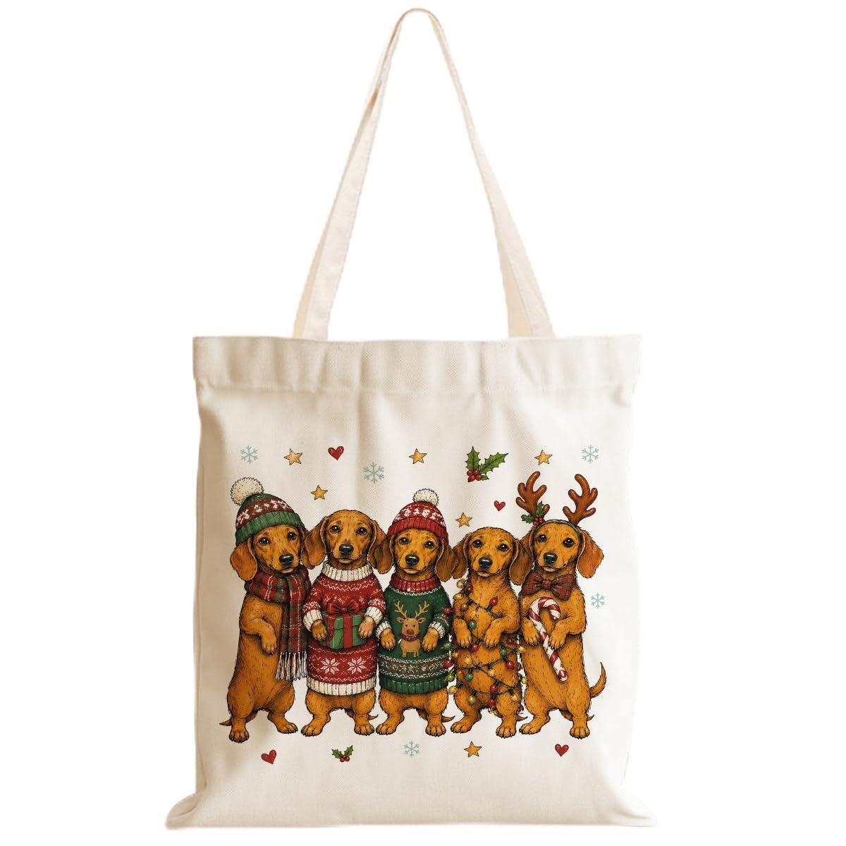 Cartoon Canvas Tote Bag, Gifts for Women Men Birthday Christmas Reusable Tote Shoulder Bag for Grocery Shopping 02
