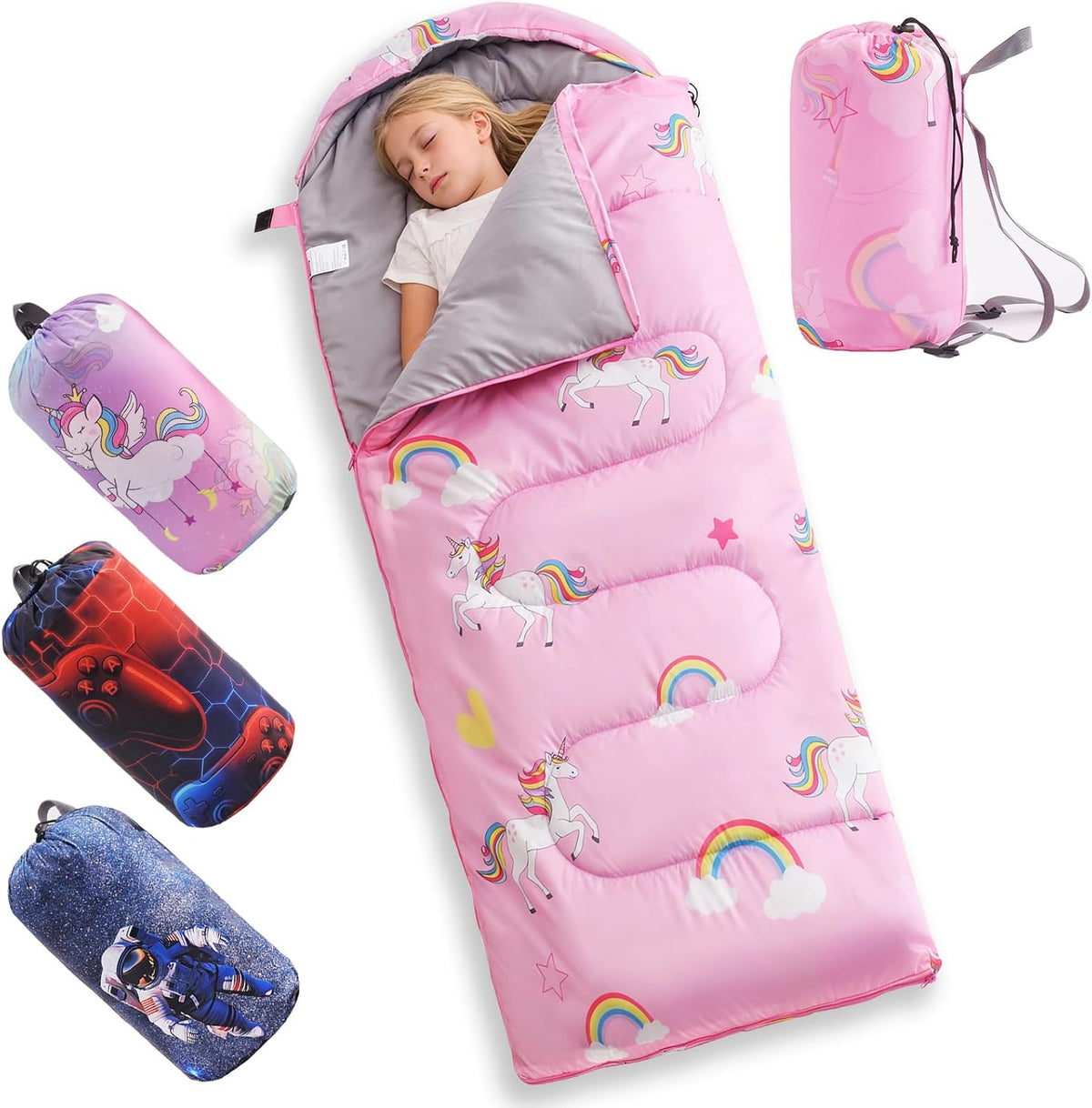tuphen Kids Sleeping Bag - 50-77℉ 3-Season Waterproof Sleeping Bag for Boys & Girls, Lightweight 2.2 lbs Camping Gear with Compression Bag Ideal for Camping, Hiking, Indoor