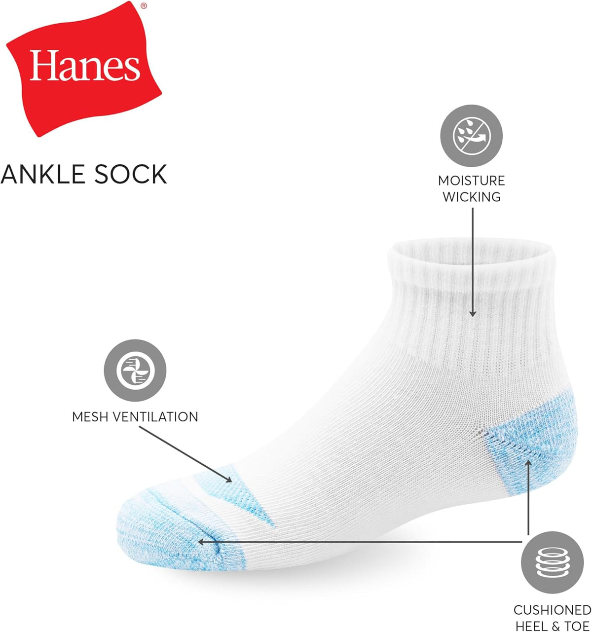 Hanes Girls' Socks, Cool Comfort Moisture-wicking Socks, Ankle & No Show, Ez Sort, Multi Pack