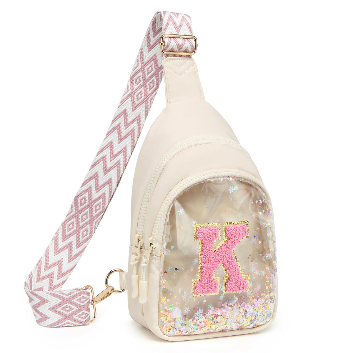 I IHAYNER Clear Initial Sling Bag for Gilrs Crossbody Bag Waist Pack Personalized Gifts for 4 5 6 7 8 9 10 11 12 13 Year Old Girls Purse for Birthday Thanksgiving Gifts for Daughter Sister Purple-B