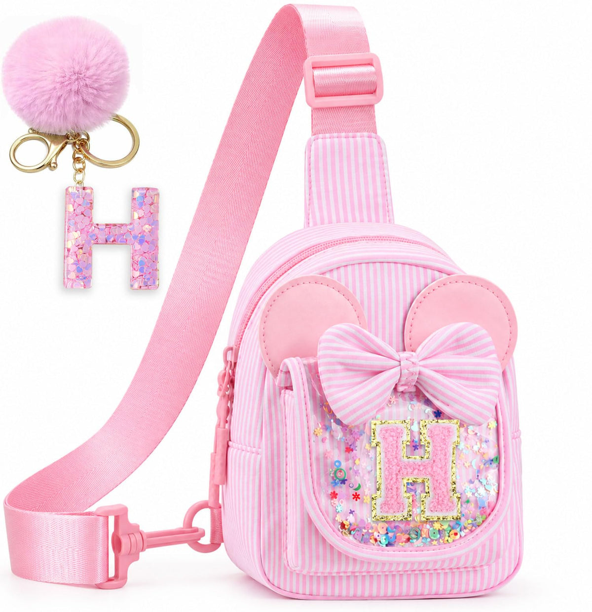 Girls Birthday Gifts for Kids - Initial Pink Small Sling Bags for Girl Fanny Pack Belt Bag for Crossbody Bags Purse for Kids Little Girl Gifts Pink A