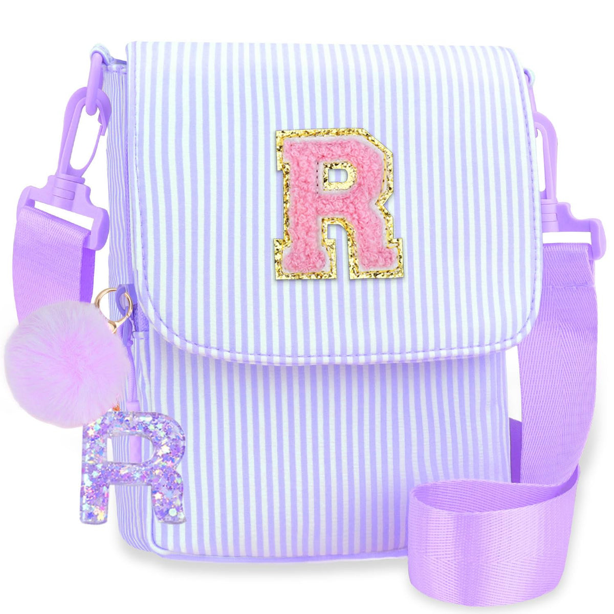 Crossbody Purse for Teen Girls Gifts - Girls Cell Phone Crossbody for Initial Kids Purse with Card Slots Personalized Pink R
