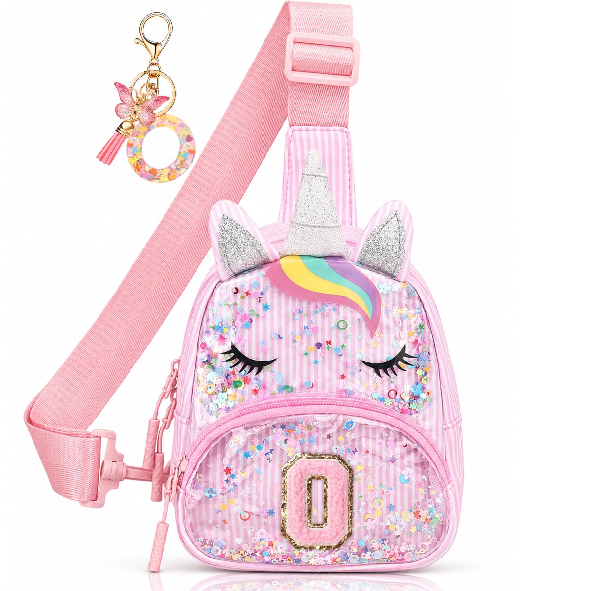 Initial Sling Bag for Girls - 3-7 Year Old Girl Birthday Gifts, Clear Letter Small Crossbody Bag Purses Toddler Kid Gifts Stuff Pink L