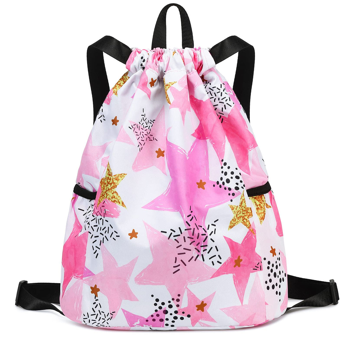 Children Boy Girl Ocean Shark Print Drawstring Backpack Outdoor Casaul Portable Shoulder Bag Swim Gymsack Sack Pack Dark Blue