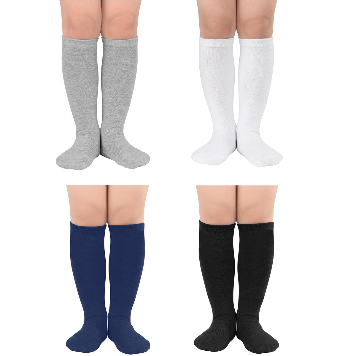 Zando 4 Pairs Kids Soccer Socks Athletic Youth Boys Girls Knee High Socks
