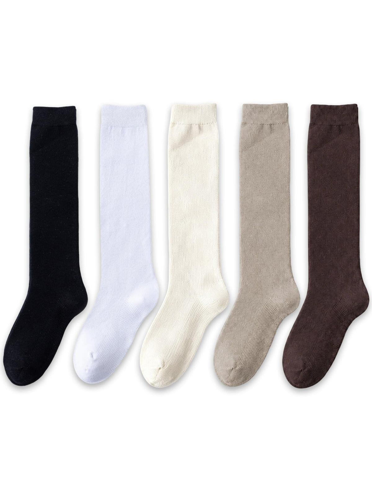 EPEIUS Girls Knee High Socks, Seamless Cotton School Uniform Socks 3-5 Pack
