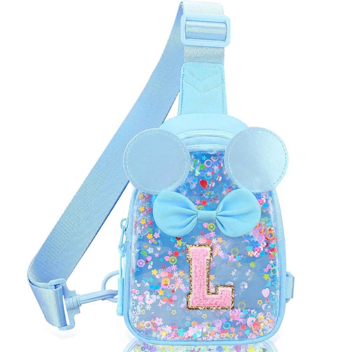 Initial Sling Bag for Girls - 3-7 Year Old Girl Birthday Gifts, Clear Letter Small Crossbody Bag Purses Toddler Kid Gifts Stuff Pink L