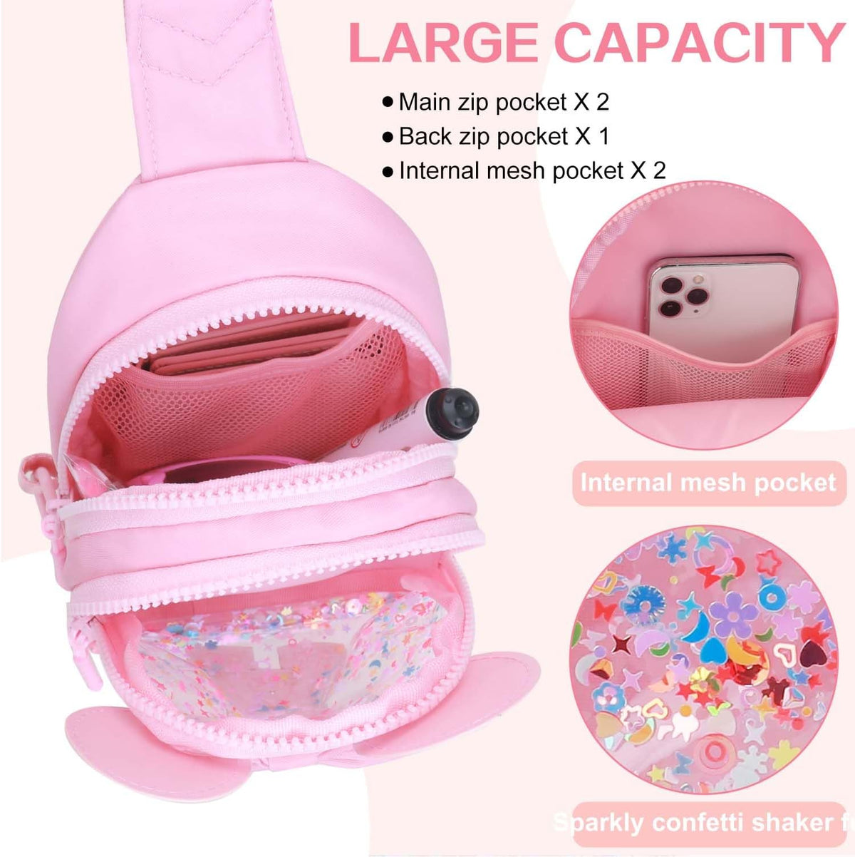 Initial Sling Bag for Girls - 3-7 Year Old Girl Birthday Gifts, Clear Letter Small Crossbody Bag Purses Toddler Kid Gifts Stuff Pink L