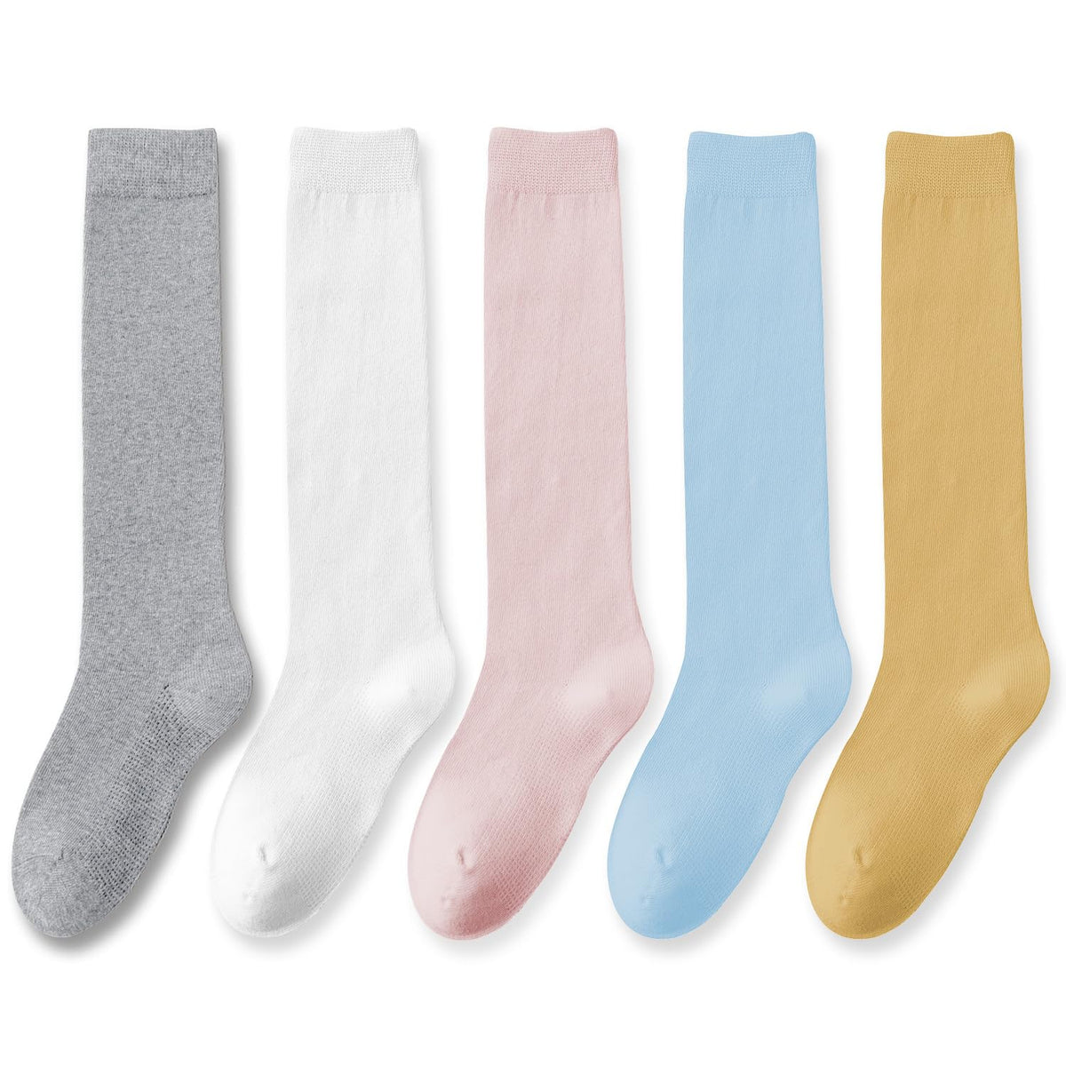 EPEIUS Girls Knee High Socks, Seamless Cotton School Uniform Socks 3-5 Pack