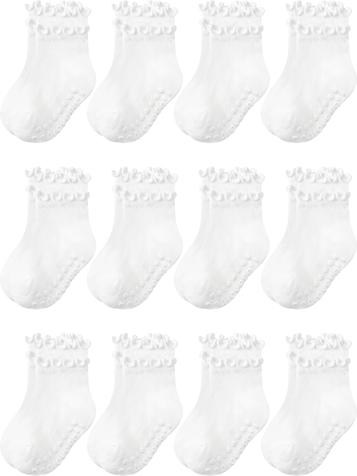 Toddler Girls Socks 12 Pack Grip Kids Cotton Socks for Toddlers 6M-7Years