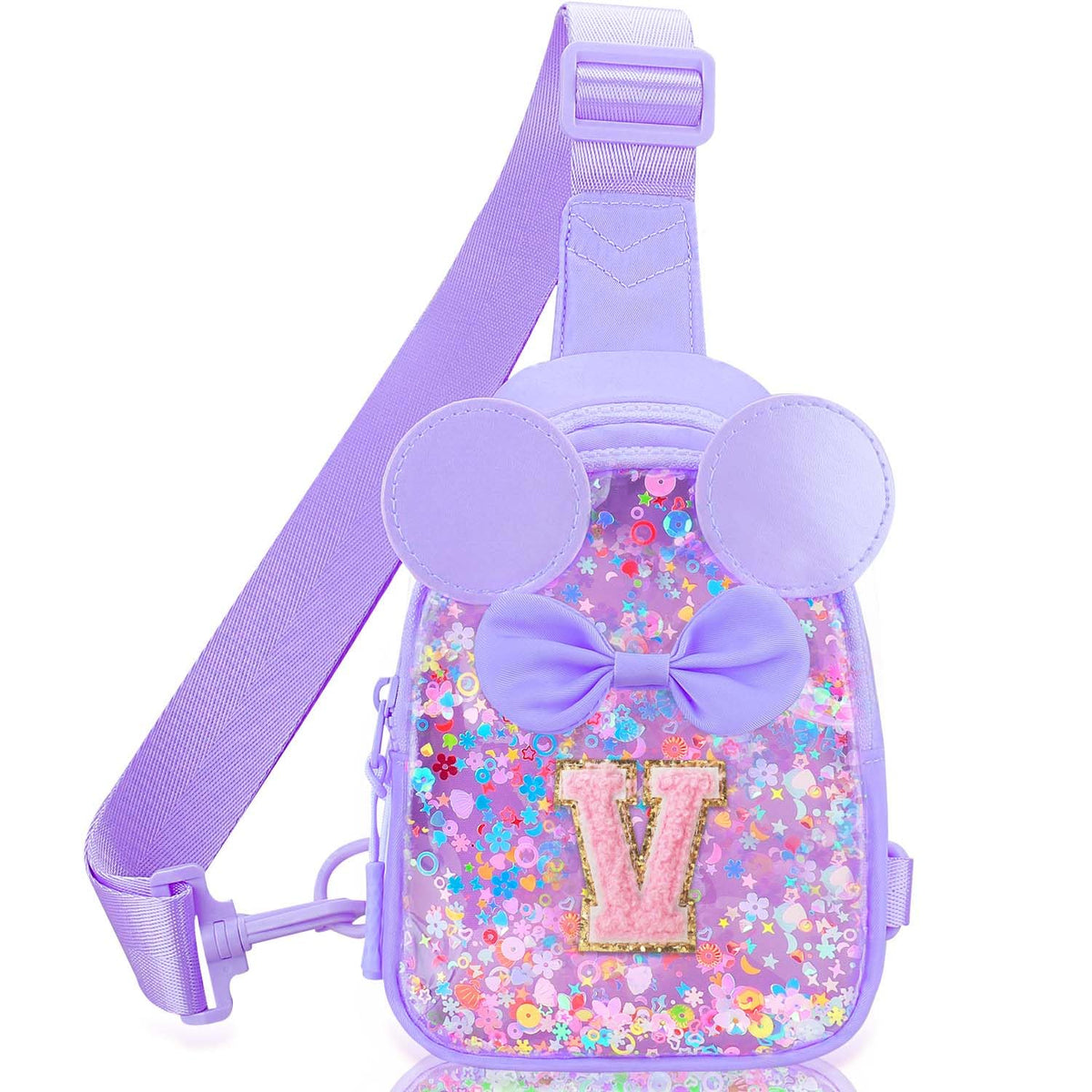 Initial Sling Bag for Girls - 3-7 Year Old Girl Birthday Gifts, Clear Letter Small Crossbody Bag Purses Toddler Kid Gifts Stuff Pink L