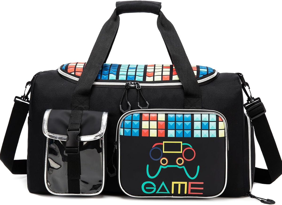 Kids Duffle Bag Boys Overnight Bag for Kids Weekender Travel Bags for Boys Sports Gym Tennis Bags with Shoe Compartment