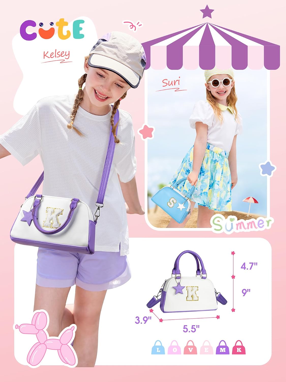 Elilier Girls Purse - Gifts for Girls Kids Toddler | Letter Crossbody Bag for Girl Kid, Toddler Purse Wallet, Year Old Girl Birthday Gifts for Daughter Granddaughter Sister