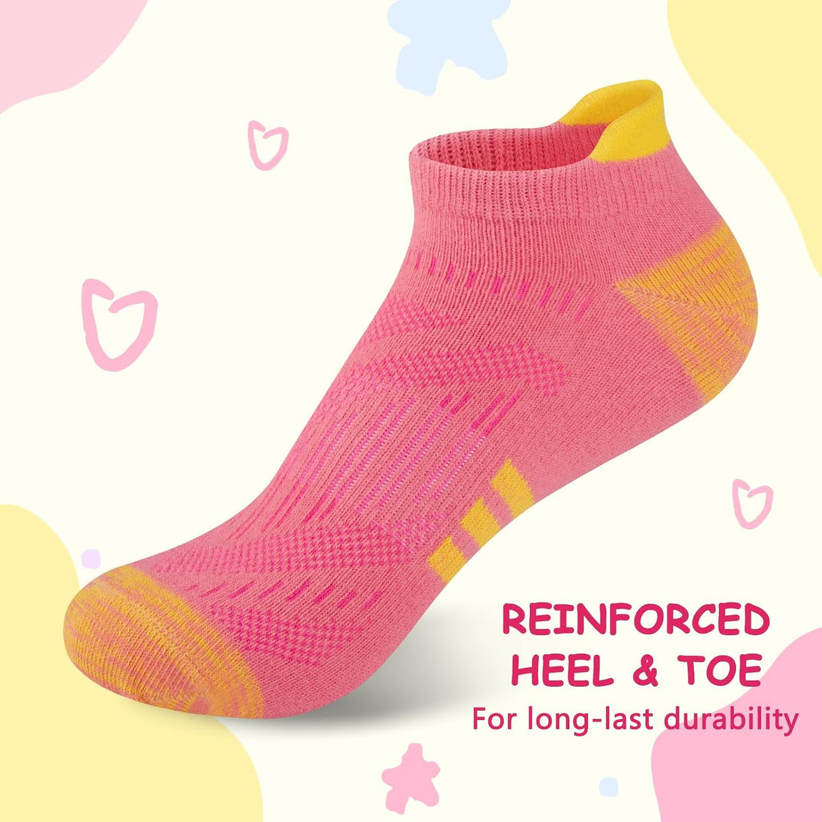 Comfoex 12 Pairs Girls Socks 4-6 6-8 8-10 Years Old Athletic Ankle Socks Cotton Short Socks For Little Big Kids