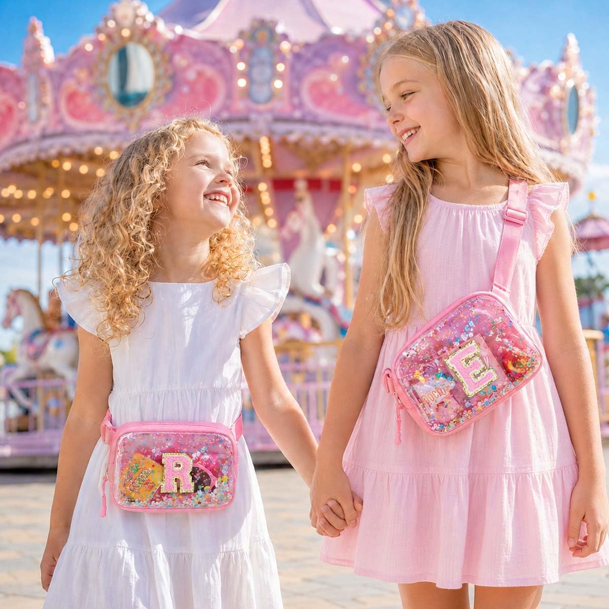 Fanny Pack for Girls Gift - Initial Letter Birthday Gifts for 4 5 6 7 8 9 Girl Crossbody Belt Bag Cute Personalized Trend Stuff Pink M