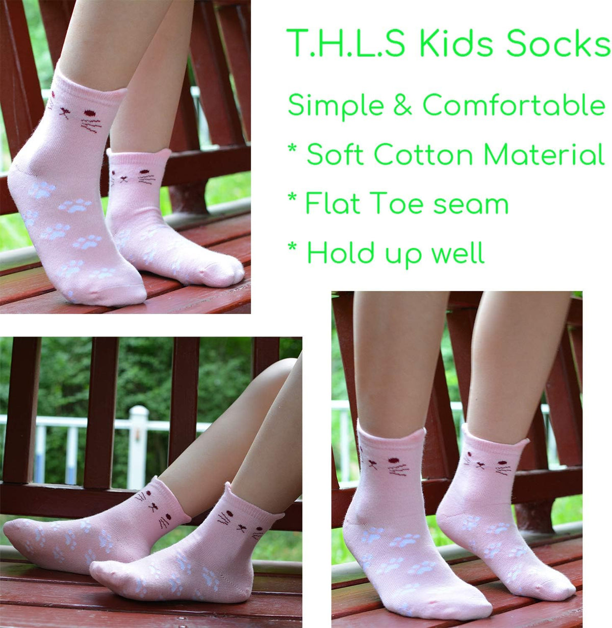 Tandi Kids Girls Cotton Cute Socks Low Cut Crew Ankle No Toe Seam Pack of 5