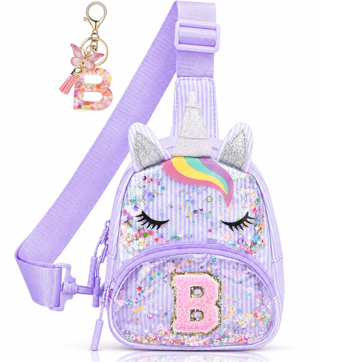 Initial Sling Bag for Girls - 3-7 Year Old Girl Birthday Gifts, Clear Letter Small Crossbody Bag Purses Toddler Kid Gifts Stuff Pink L