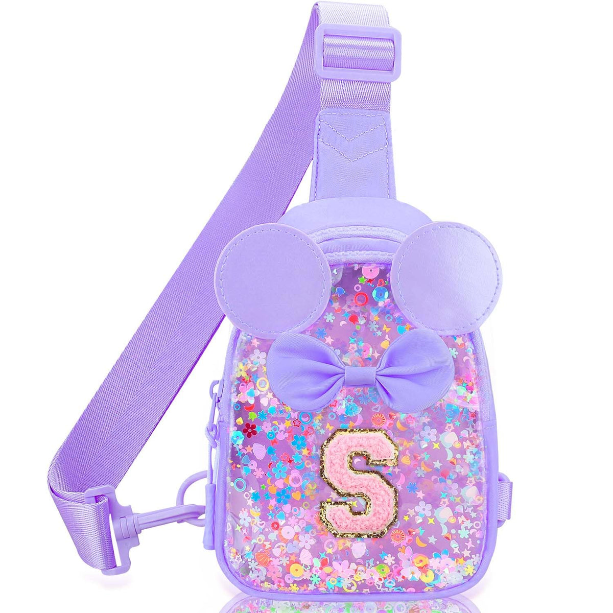 Initial Sling Bag for Girls - 3-7 Year Old Girl Birthday Gifts, Clear Letter Small Crossbody Bag Purses Toddler Kid Gifts Stuff Pink L