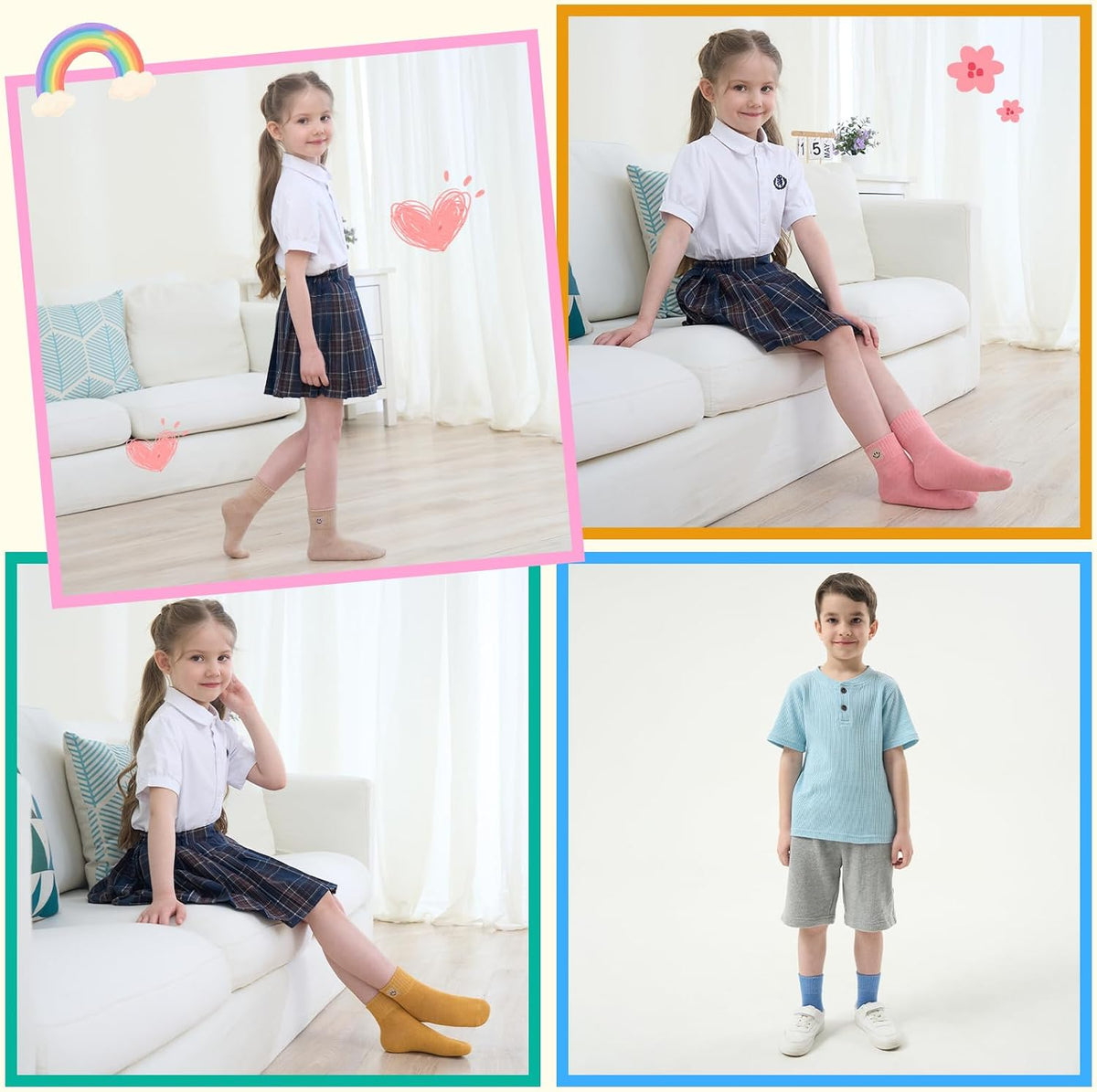 100% Cotton Ankle Socks for Girls,Athletic Cute Socks