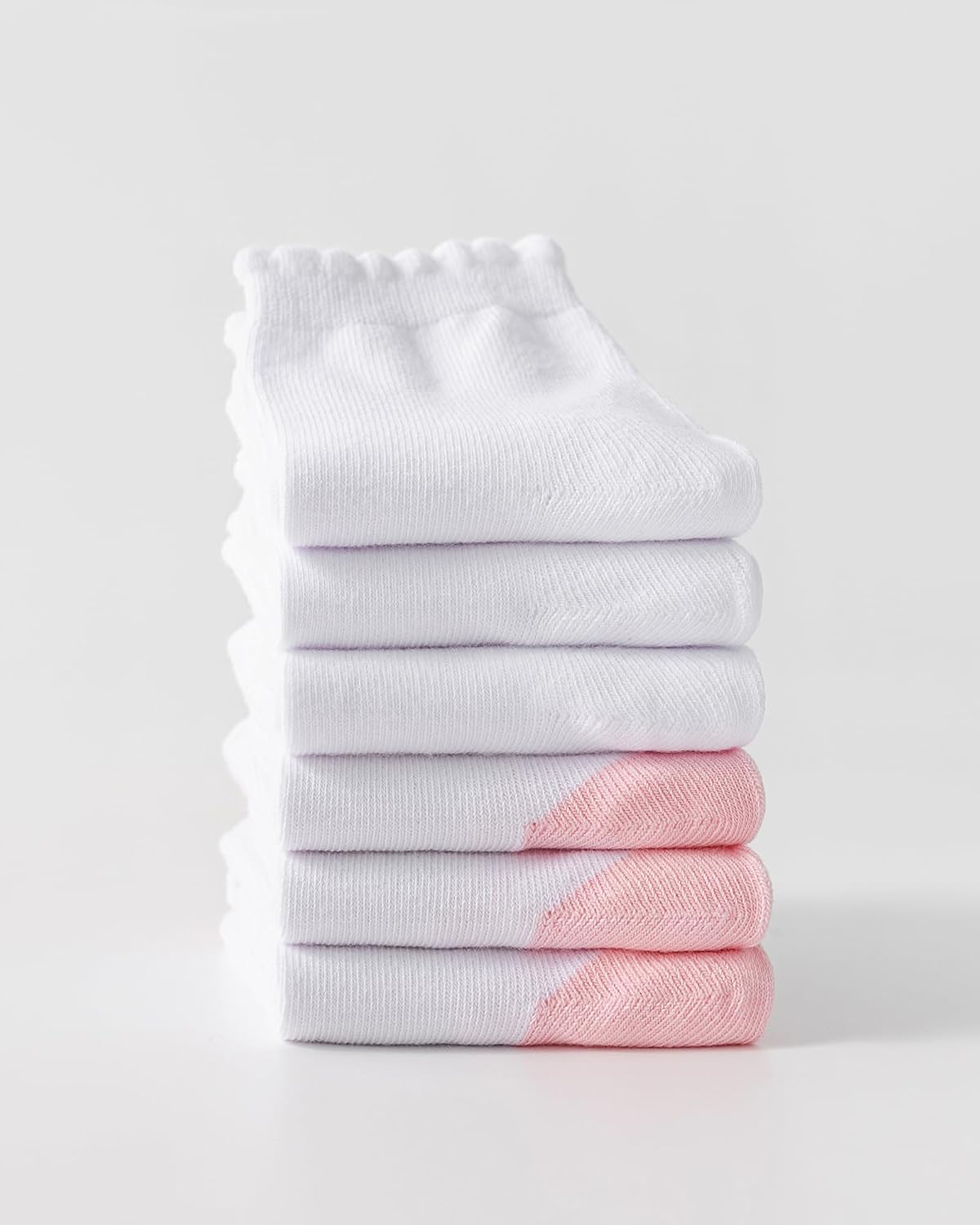 Funjoon Girls Ruffle White School Uniform Socks Crew Scallop Dress Kid Sock
