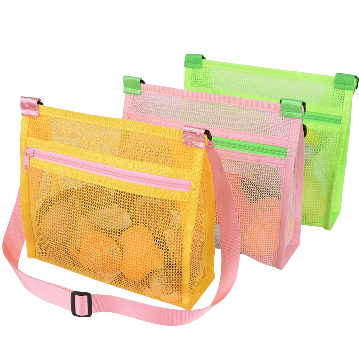 MUYIZI Mesh Beach Bag for Shells Collecting 4 Pack,Shell Bags for Beach,Sea Shell Bags for Picking Up Shells,Beach Shell Bag for Kids, Beach Toys Sand Toys Swimming Accessories for Boys and Girls