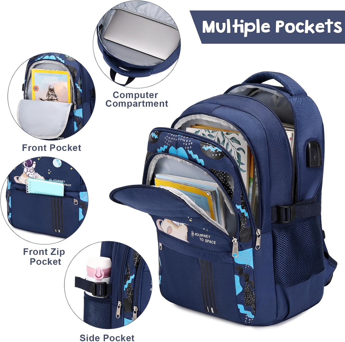 ACESAK Astronaut Backpack for Boys - Boy Backpack Schoolbag with Lunch Bag