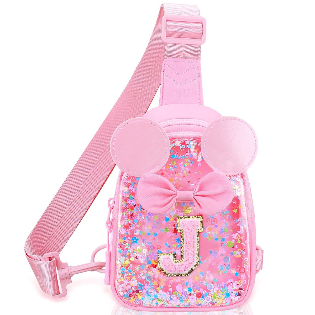 Initial Sling Bag for Girls - 3-7 Year Old Girl Birthday Gifts, Clear Letter Small Crossbody Bag Purses Toddler Kid Gifts Stuff Pink L