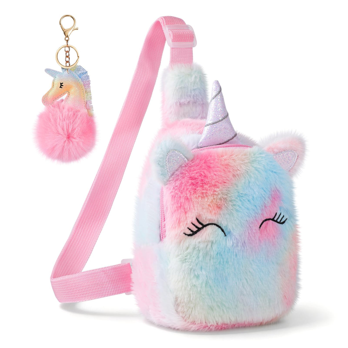 Girls Plush Cat Sling Bag, Crossbody Bag for Kids Mini Purse toddlers