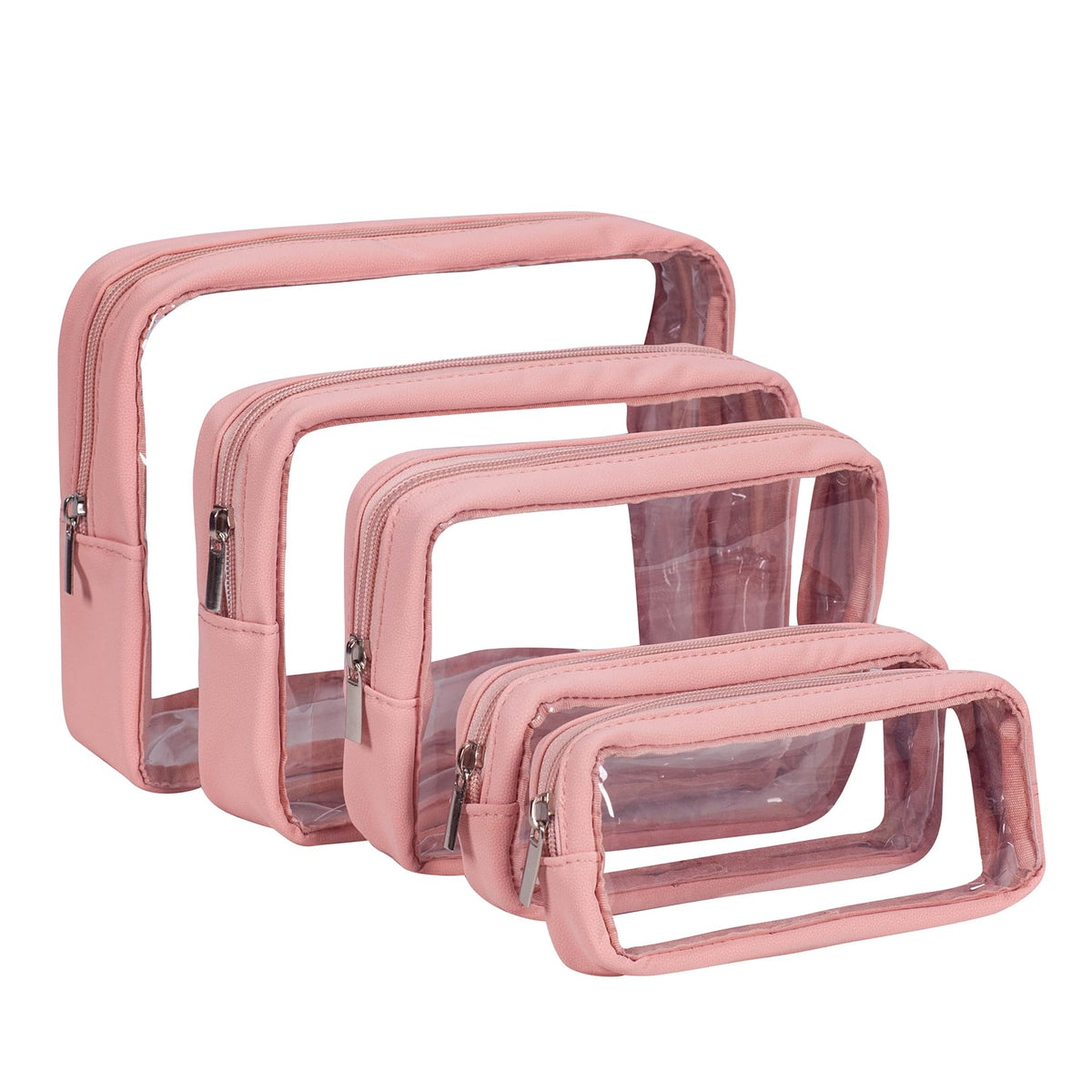 Remobia Hicol TSA Approved 5-Piece Diaper Bag Organizer Pouch Set Clear Waterproof TPU Kids Toiletry Storage Set Travel Packing Clutch Cube Bags for Baby Nursing(Cream leather)