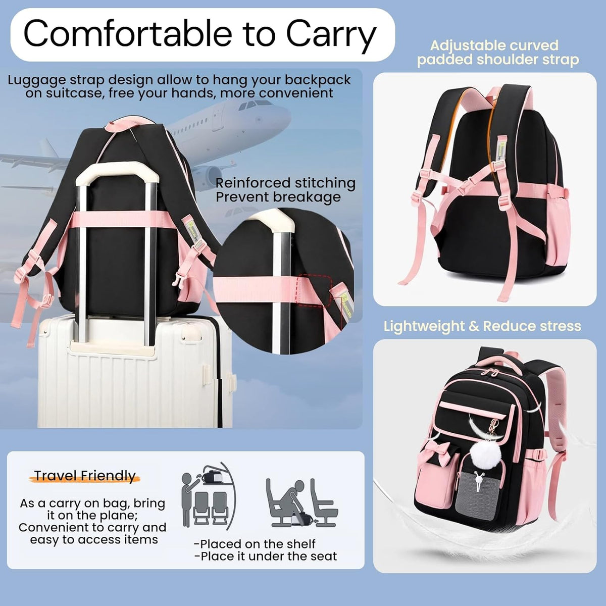Girls Backpack School Bags Kids Elementary School Backpack for Girls Teens Cute Childrens Bookbags Casual Back Packs, Purple