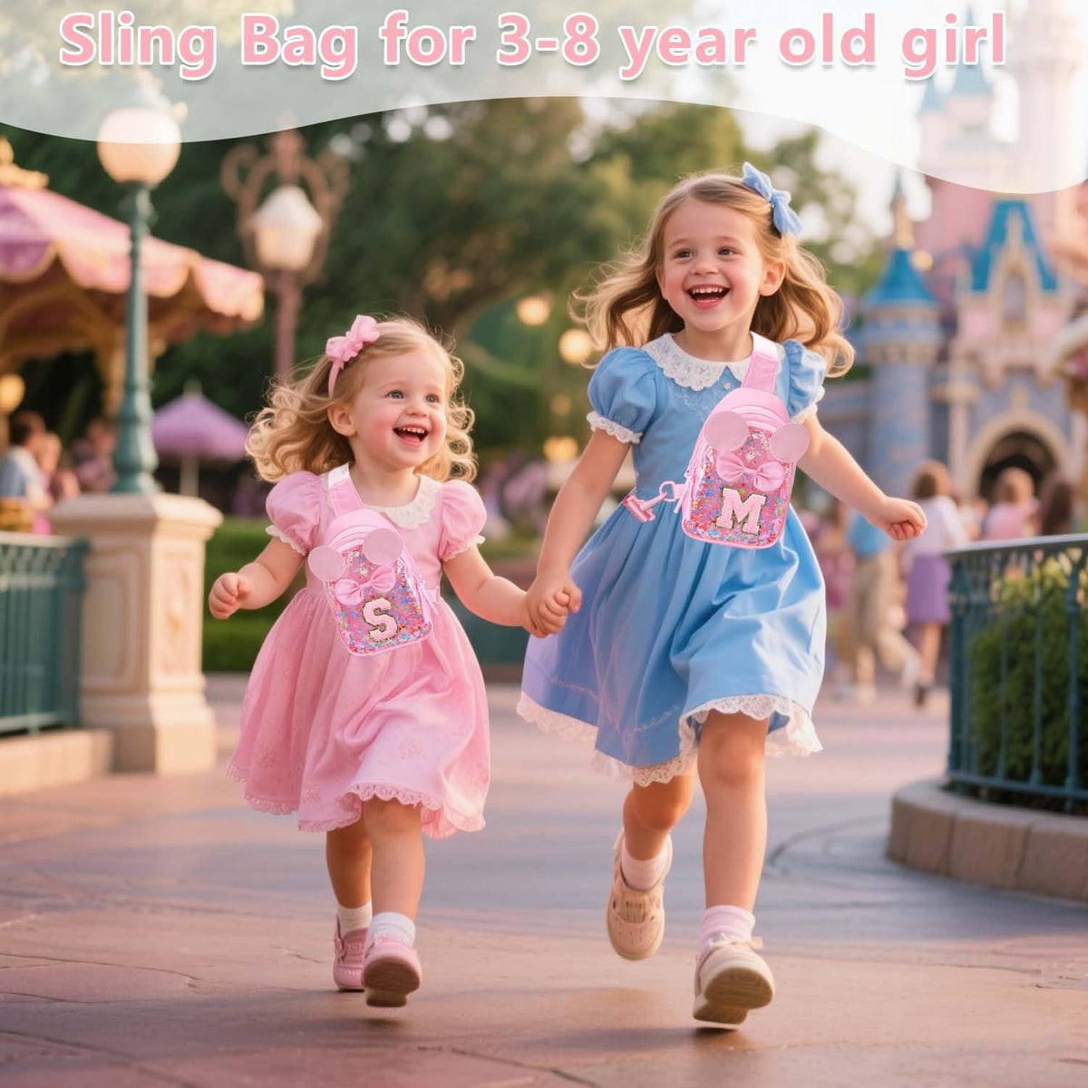 Initial Sling Bag for Girls - 3-7 Year Old Girl Birthday Gifts, Clear Letter Small Crossbody Bag Purses Toddler Kid Gifts Stuff Pink L