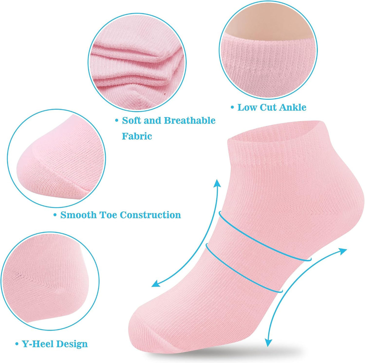 Duufin Girls Socks 12 Pairs Low Cut Ankle Socks for Girls 4-15 Years Old