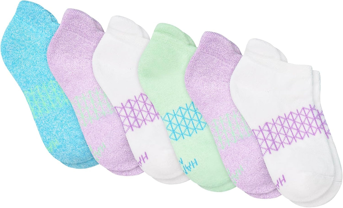 Hanes girls Socks Pack, Ankle, Crew, No Show 6 Pairs, Absolute Active Cushioned Ankle Socks for Girls