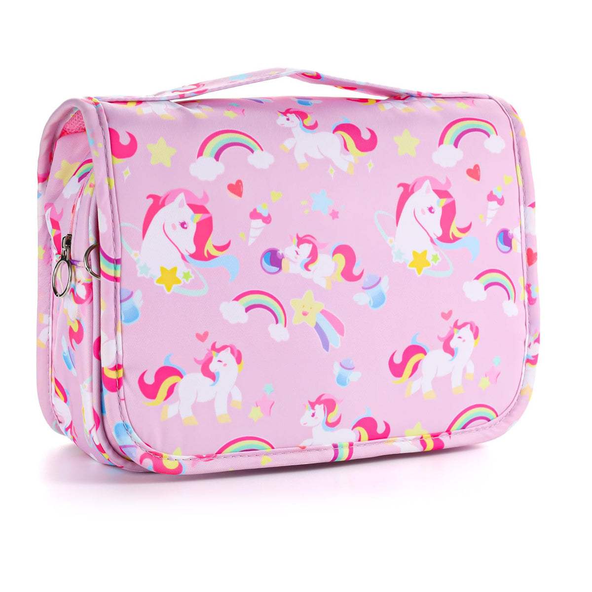 Kids Hanging Toiletry Bag for Girls, Travel Toiletry Bag for Little Young Girls Cosmetic Makeup Waterproof Wash Bag Toddler Traveling Toiletries, Unicorn Purple