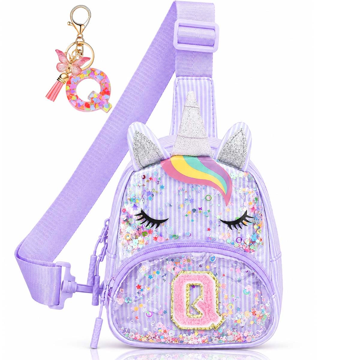 Initial Sling Bag for Girls - 3-7 Year Old Girl Birthday Gifts, Clear Letter Small Crossbody Bag Purses Toddler Kid Gifts Stuff Pink L