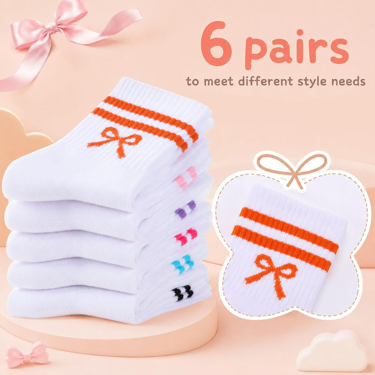 Kids Athletic Crew Socks for Girls Boys with Funny Prints