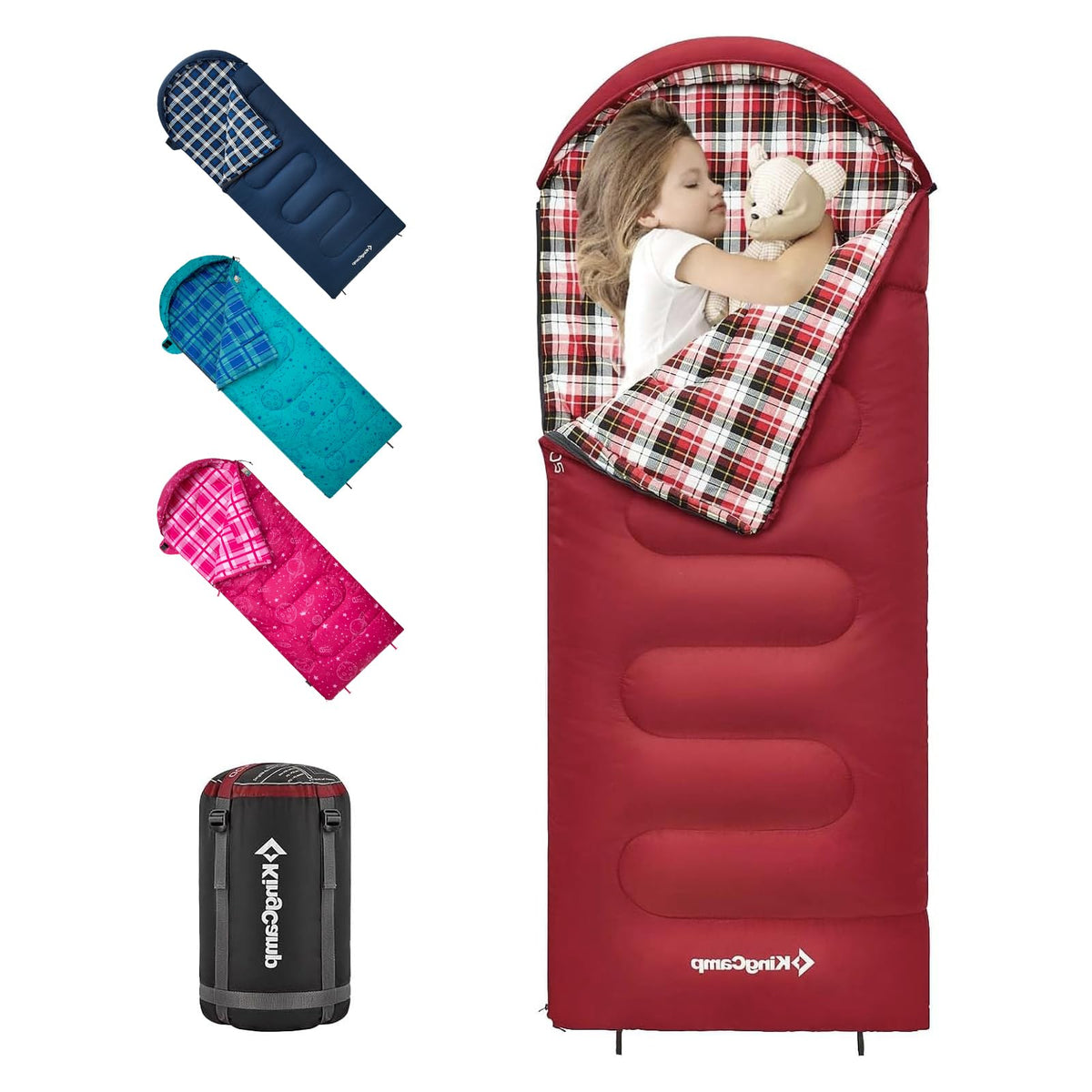 KingCamp 45°F Kids Sleeping Bag, 100% Flannel Sleeping Bag for 10-12 Child