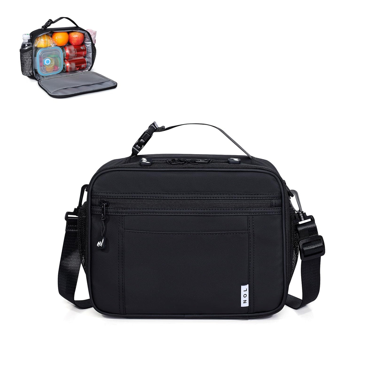 NOL Lunch Bag for Children Adult Insulated Lunch box Waterproof Cooler Reusable Zip Closure with Buckle Handle Holds for Snacks & Water Bottle School Work, Light blue