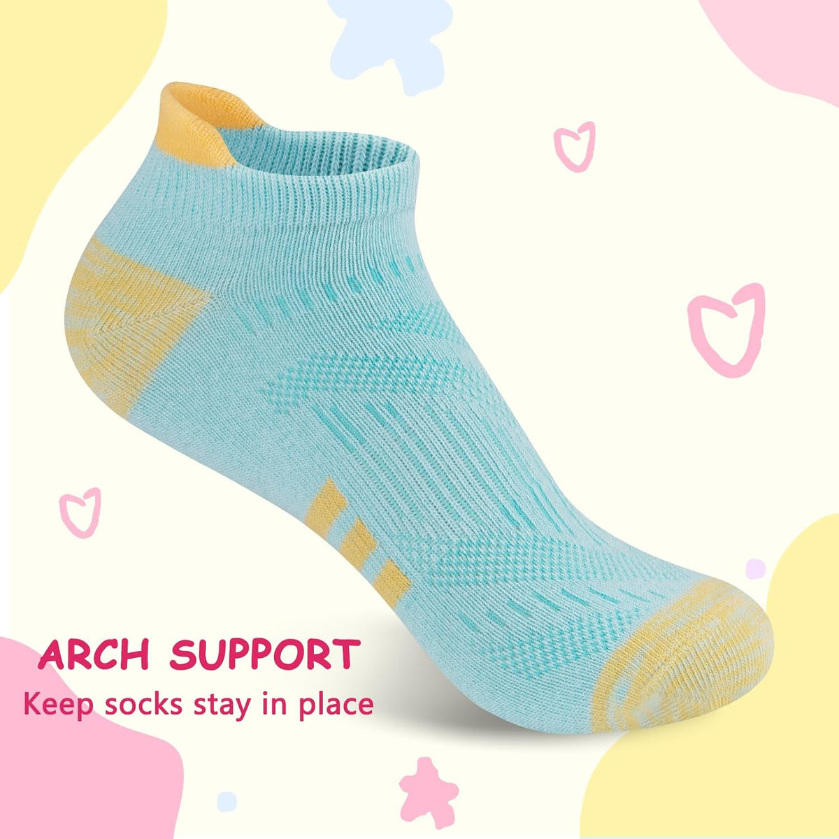 Comfoex 12 Pairs Girls Socks 4-6 6-8 8-10 Years Old Athletic Ankle Socks Cotton Short Socks For Little Big Kids