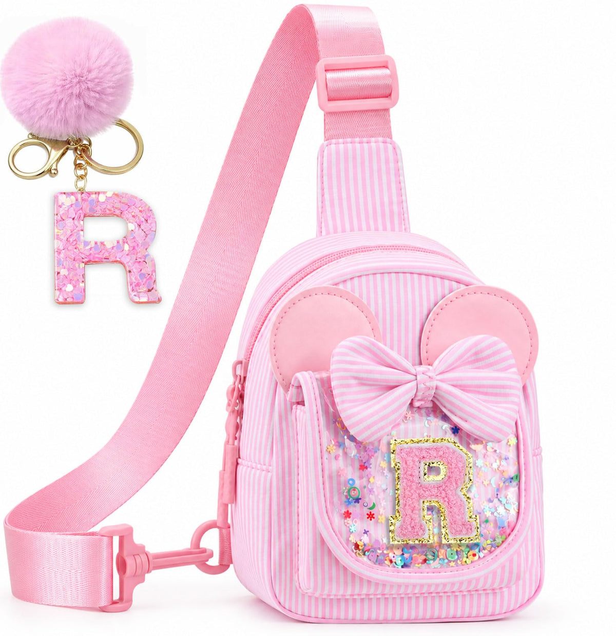 Girls Birthday Gifts for Kids - Initial Pink Small Sling Bags for Girl Fanny Pack Belt Bag for Crossbody Bags Purse for Kids Little Girl Gifts Pink A