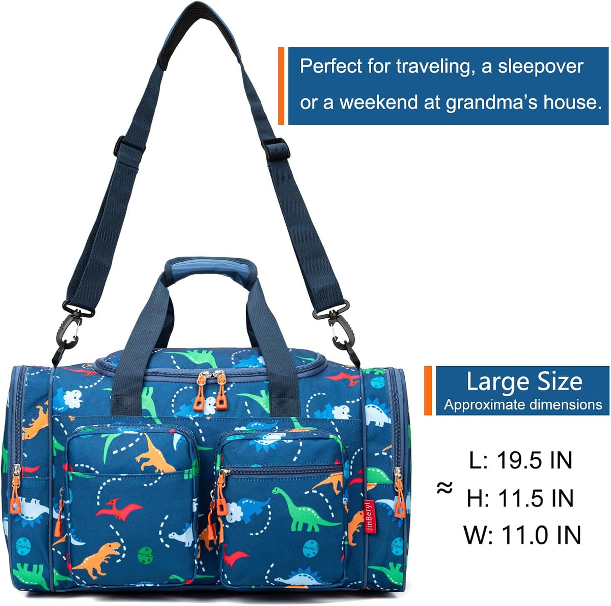 Kids Duffle Bag for Boys or Girls, Fit Travel, Weekend, or Overnight, 19" Length (Navy Blue, 19-Inch-Length)
