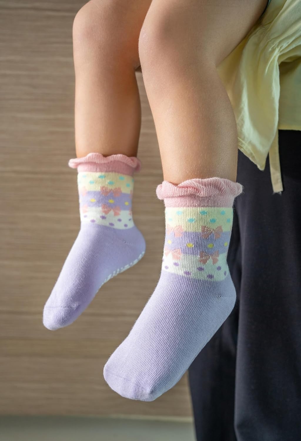 RATIVE Baby Girl Non Slip Grip Socks 12-Pack Soft Cotton Toddler Girl Socks