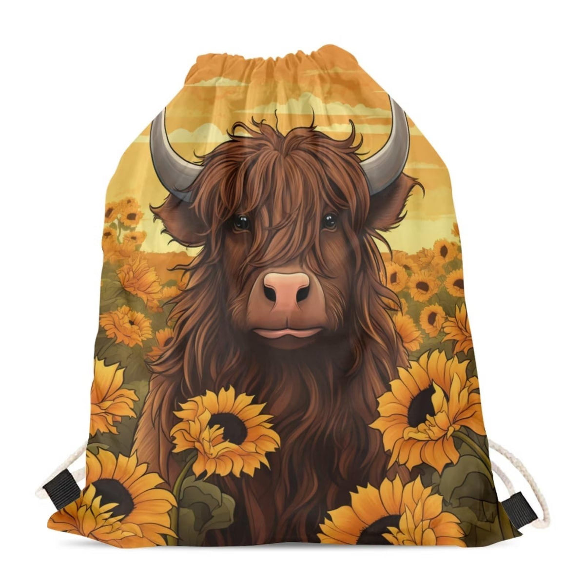 Upetstory Sunflower Giraffe Drawstring Backpack Cinch Sackpack for Women Medium Gym Bag Lightweight Draw String Bag Sports Yoga Rucksack Swim Travel Day Pack