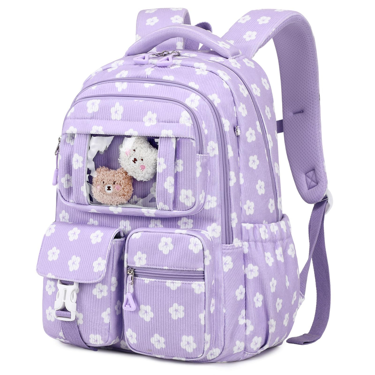 PIG PIG GIRL Kids Backpack for Girls - School Bags for Middle School Students - Book Bag for Elementary Primary - Kawaii Ita Backpack - Purple