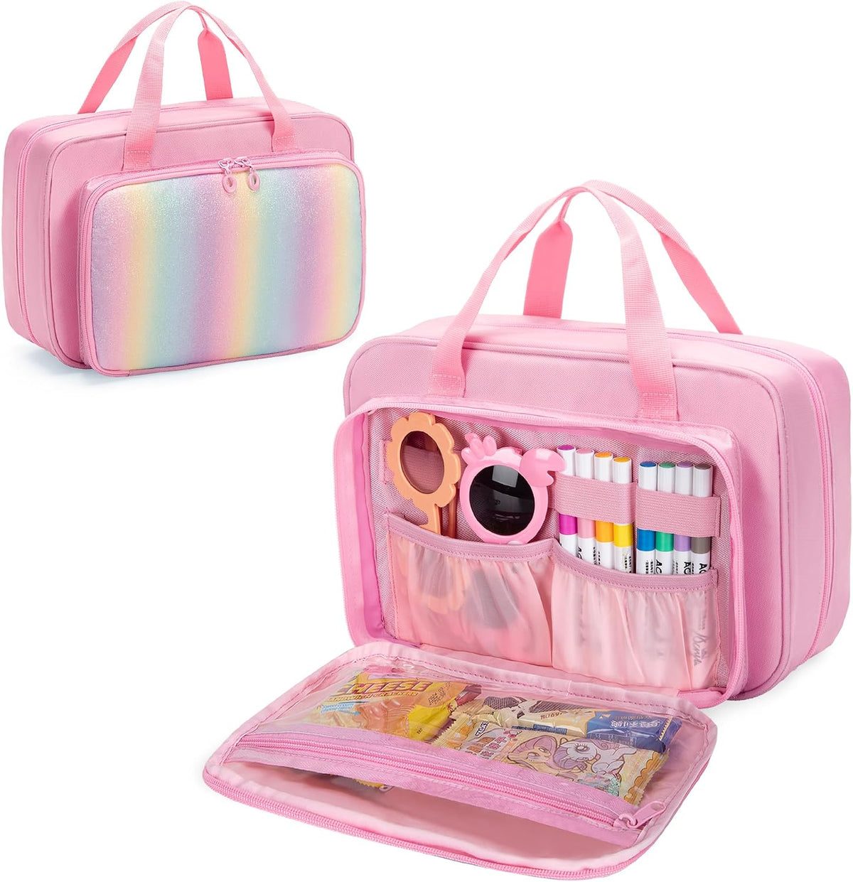 Kids Travel Toy Organizer with Hanging Hook, Storage Bags for Child’s Toys