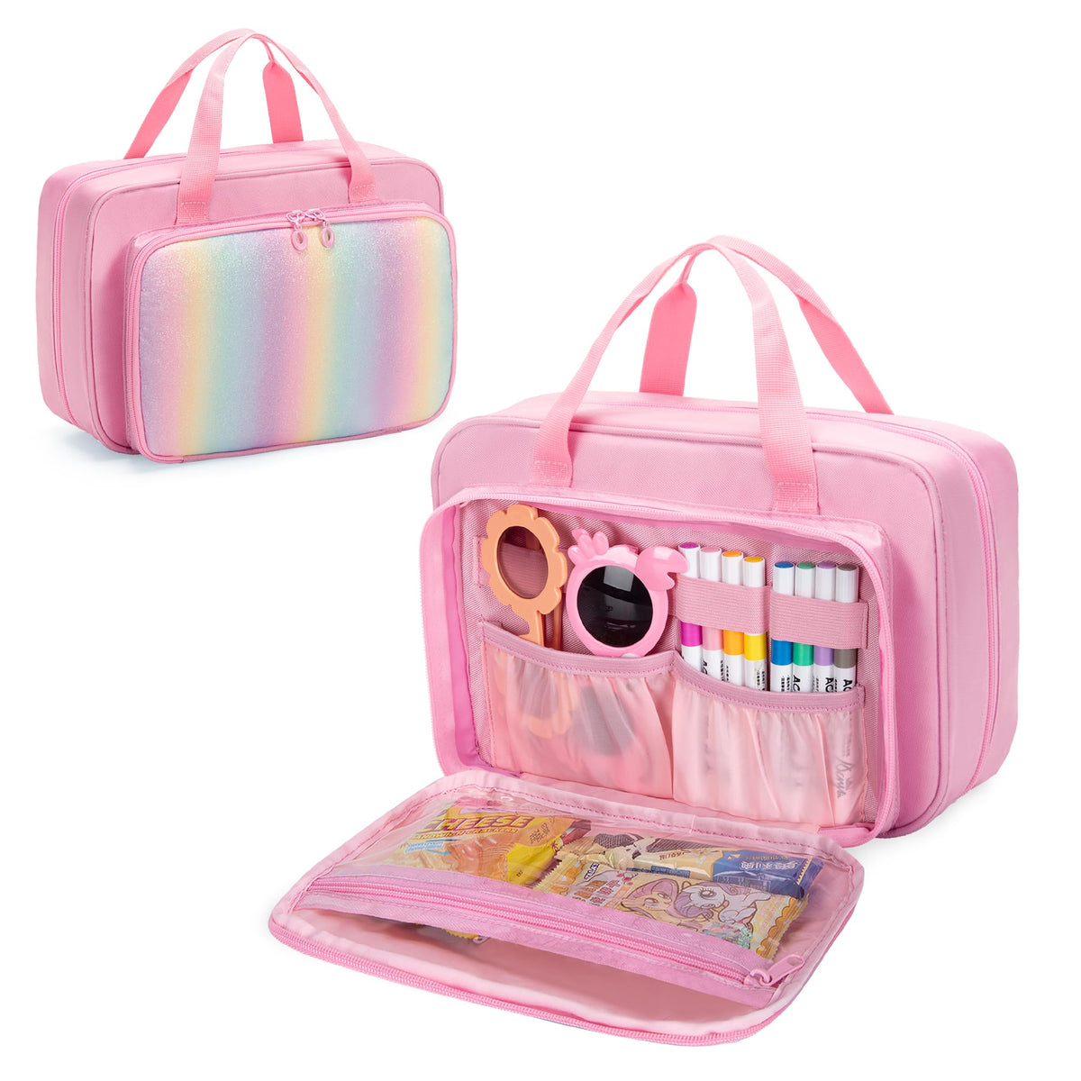 Kids Travel Toy Organizer with Hanging Hook, Storage Bags for Child’s Toys