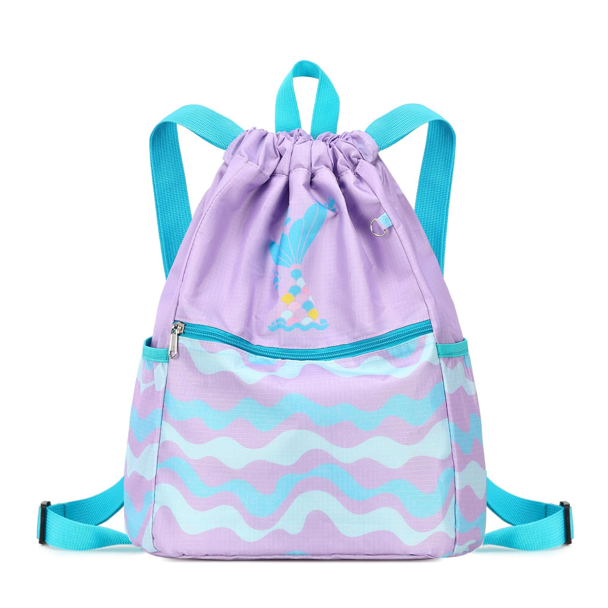 Children Boy Girl Ocean Shark Print Drawstring Backpack Outdoor Casaul Portable Shoulder Bag Swim Gymsack Sack Pack Dark Blue