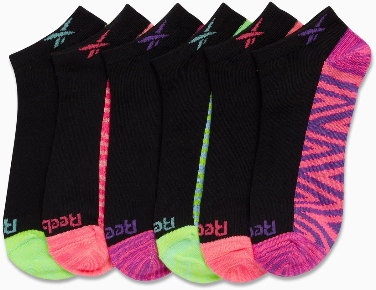Reebok Girls Low Cut Socks 6 Pack Lightweight Performance Athletic Socks