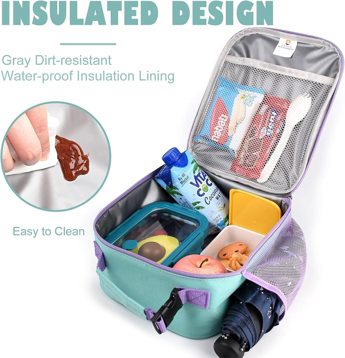 CaCTOUR Lunch Box Kids,Premium Insulated Lunch Bag for Girls Boys,Soft Bag Mini Cooler Back to School Thermal Reusable Lunch Bag for Work School Picnic (Light Green)